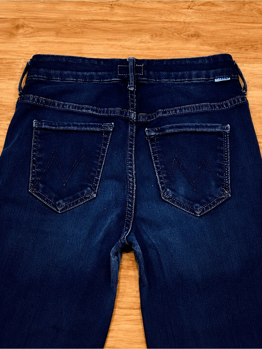 MOTHER High Waisted Looker Crop Jeans 25x23 Dark Wash Stretch Frayed Hem EUC - Picture 4 of 14